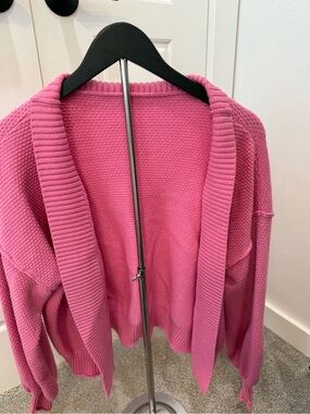 Pink Open-Front Women's Sweater Cardigan